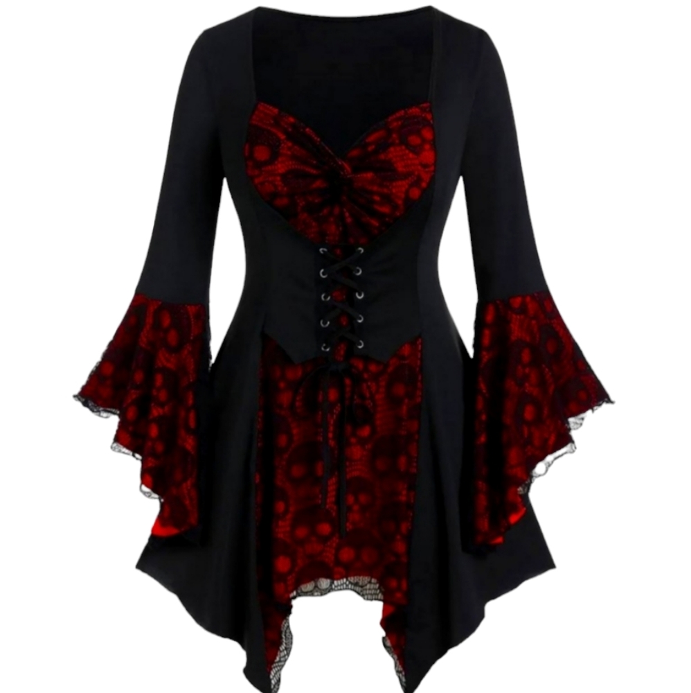 🔥Host pic🔥NWOT corset style skull print tunic
